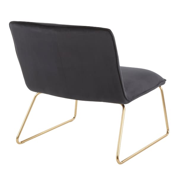 Lumisource Casper Accent Chair in Gold Metal and Black Velvet - CHR-CASPER AUVBK