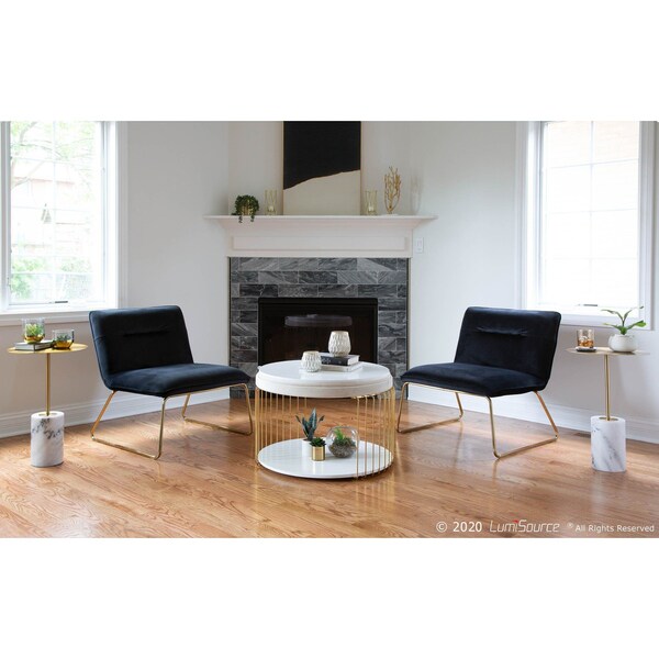 Lumisource Casper Accent Chair in Gold Metal and Black Velvet - CHR-CASPER AUVBK