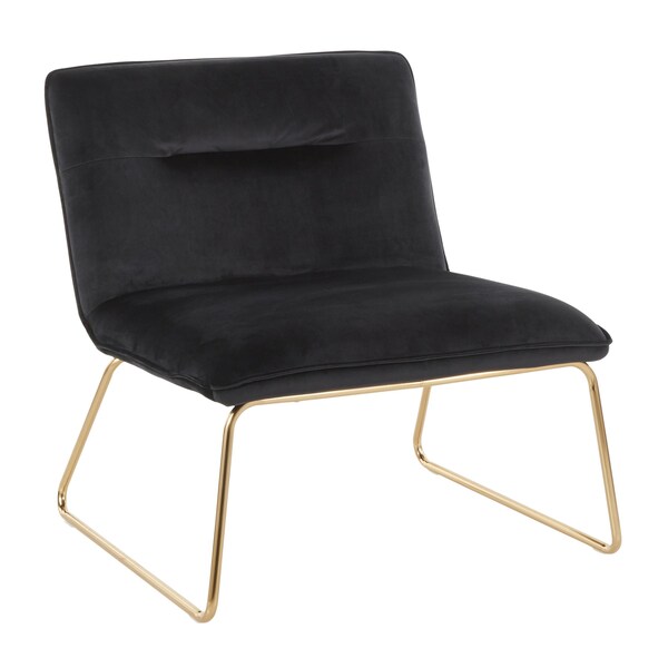 Lumisource Casper Accent Chair in Gold Metal and Black Velvet - CHR-CASPER AUVBK