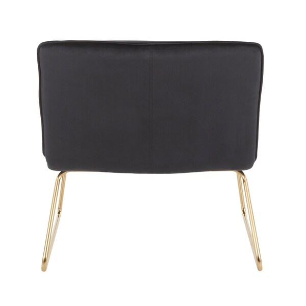 Lumisource Casper Accent Chair in Gold Metal and Black Velvet - CHR-CASPER AUVBK