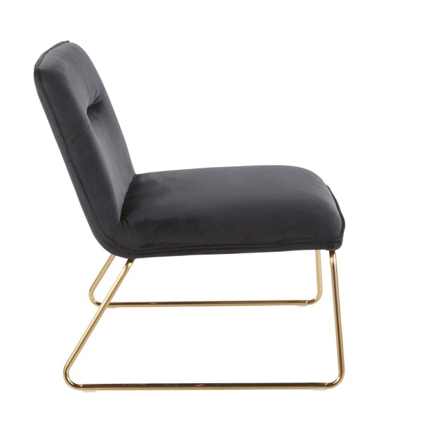 Lumisource Casper Accent Chair in Gold Metal and Black Velvet - CHR-CASPER AUVBK