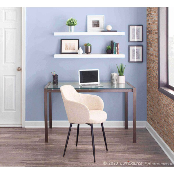 Lumisource Boyne Chair in Black Metal and Cream Noise Fabric - CH-BOYNE BKCR