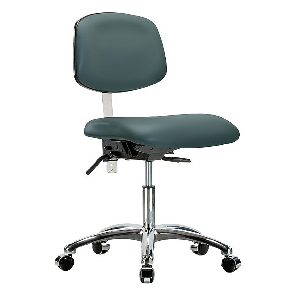 Zoro Select Clean Room Chair Ergonomic Chair, No Arms, 19" to 24" Height, Vinyl, Colonial Blue - BR-NCR-VDHCH-CR-T0-A0-CC-8546