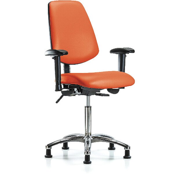 Blue Ridge Ergonomics Medium Bench Chair Adjustable Arms, 22" to 29" Height, Vinyl, Orange Kist - BR-VMBCH-MB-CR-T0-A1-NF-RG-8613