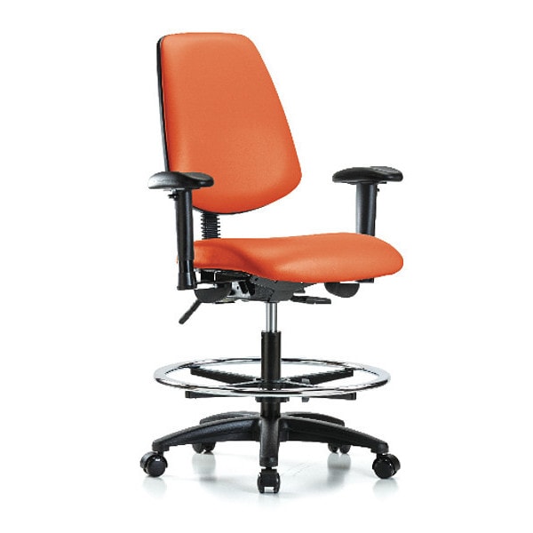 Blue Ridge Ergonomics Medium Bench Chair Adjustable Arms, 22" to 29" Height, Vinyl, Orange Kist - BR-VMBCH-MB-RG-T1-A1-CF-RC-8613