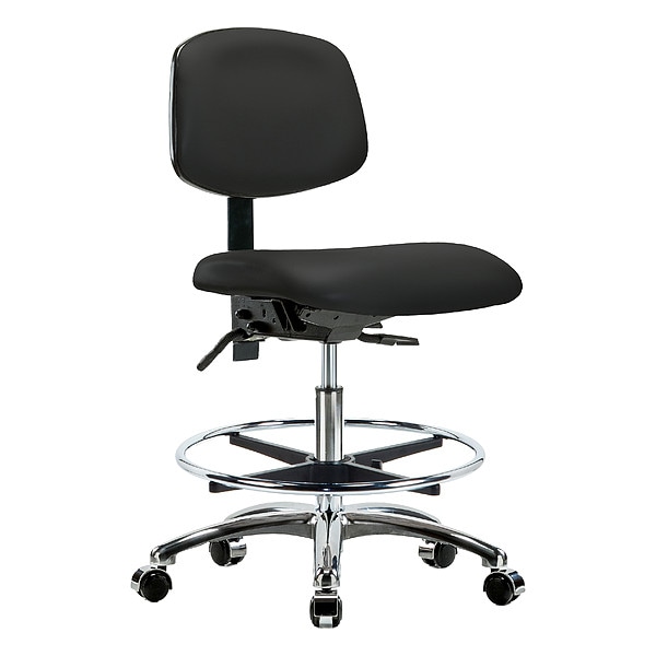 Zoro Select Medium Bench Chair Ergonomic Chair, No Arms, 21-1/2" to 29" Height, Vinyl, Black - BR-VMBCH-CR-T0-A0-CF-CC-8540