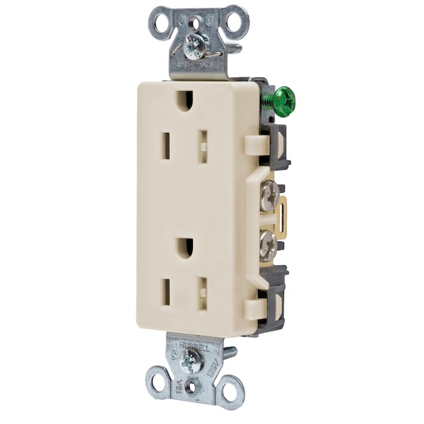 Hubbell Wiring Device-Kellems Commercial Specification Grade Style Line Decorator Duplex Receptacles - DR15LATR