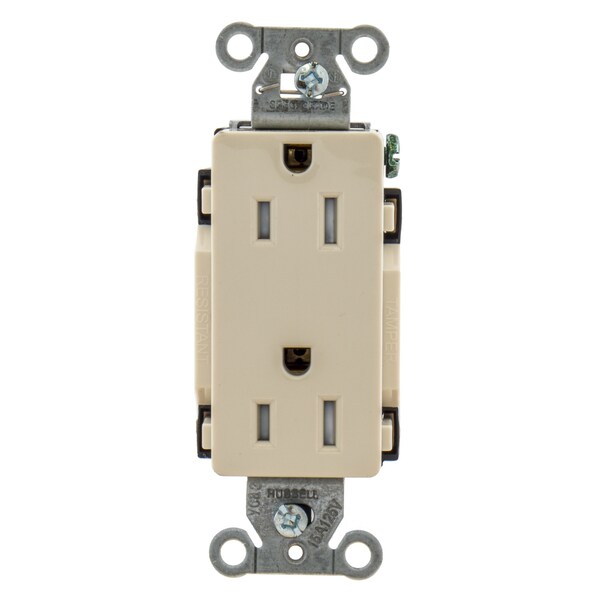 Hubbell Wiring Device-Kellems Commercial Specification Grade Style Line Decorator Duplex Receptacles - DR15LATR