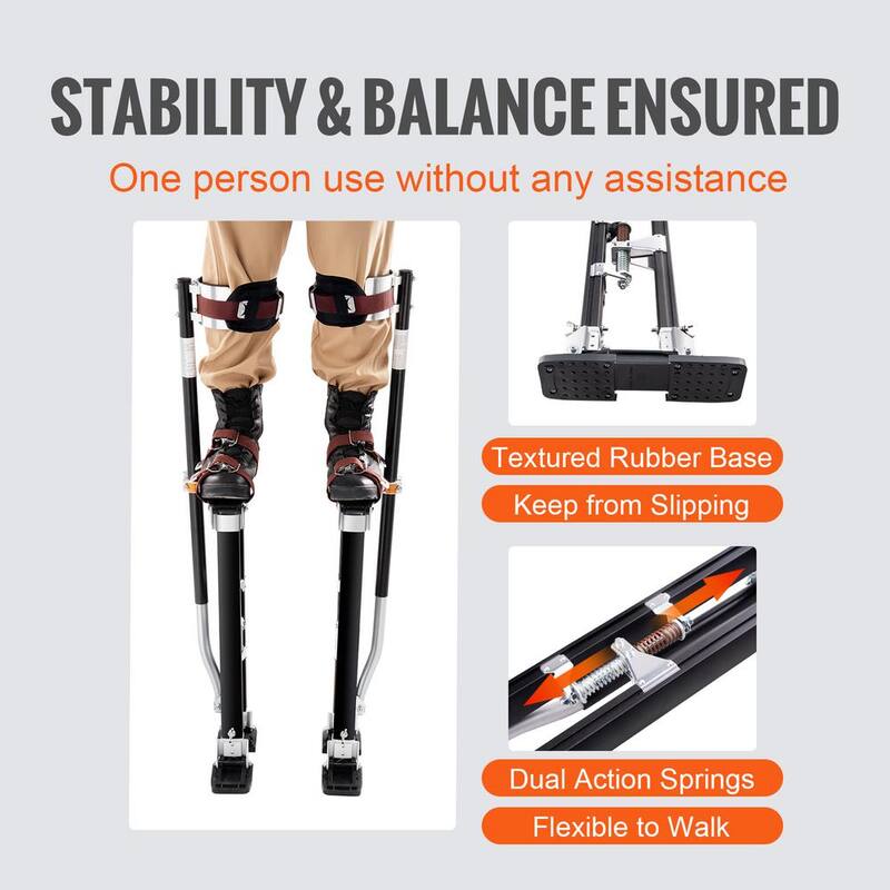 SVOPES 24 in.-40 in. Adjustable Aluminum Drywall Stilts with Knee Pads Durable Non-slip Tool for Painting Taping Walking Black - SGBGQYCHS2440P55RV0-0827