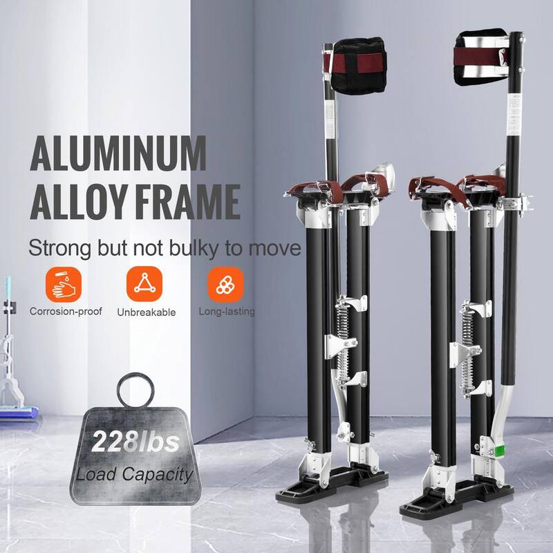 SVOPES 24 in.-40 in. Adjustable Aluminum Drywall Stilts with Knee Pads Durable Non-slip Tool for Painting Taping Walking Black - SGBGQYCHS2440P55RV0-0827