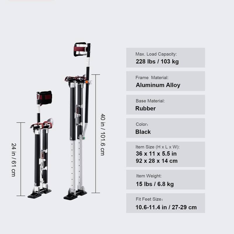 SVOPES 24 in.-40 in. Adjustable Aluminum Drywall Stilts with Knee Pads Durable Non-slip Tool for Painting Taping Walking Black - SGBGQYCHS2440P55RV0-0827
