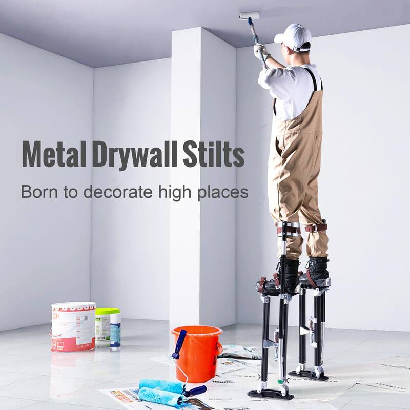SVOPES 24 in.-40 in. Adjustable Aluminum Drywall Stilts with Knee Pads Durable Non-slip Tool for Painting Taping Walking Black - SGBGQYCHS2440P55RV0-0827