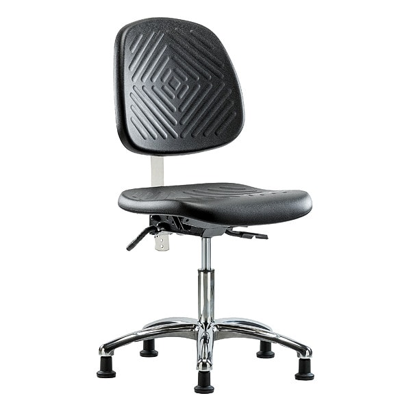 Zoro Select Clean Room Chair Ergonomic Chair, No Arms, 17-1/2" to 22-3/4" Height, Polyurethane, Black - BR-NCR-PDHCH-MB-CR-T1-A0-RG-BLK