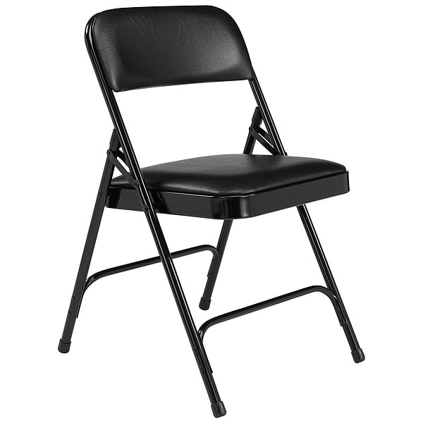 National Public Seating Folding Chair, Vinyl, 29-1/2in H, Black, PK4 - 1210