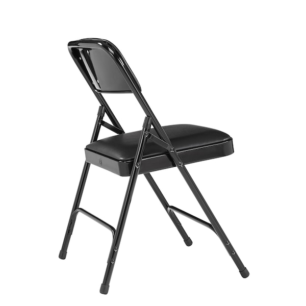 National Public Seating Folding Chair, Vinyl, 29-1/2in H, Black, PK4 - 1210