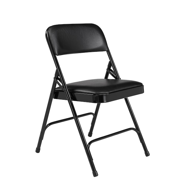 National Public Seating Folding Chair, Vinyl, 29-1/2in H, Black, PK4 - 1210