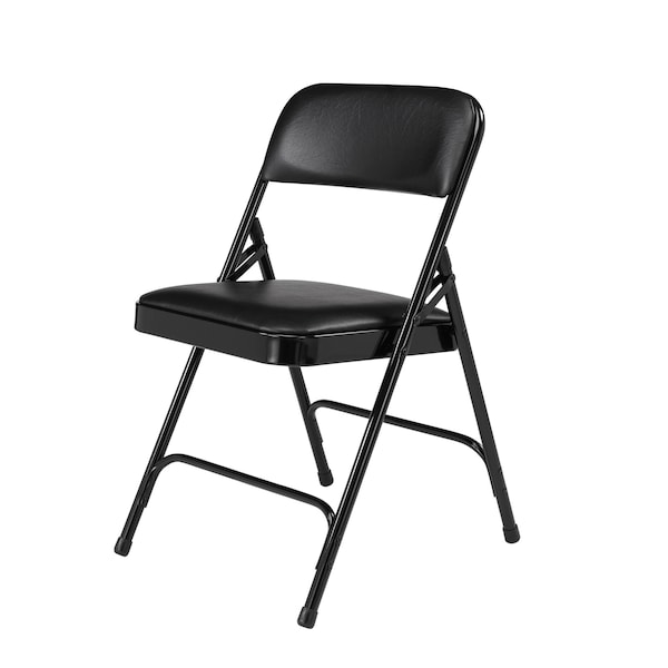 National Public Seating Folding Chair, Vinyl, 29-1/2in H, Black, PK4 - 1210
