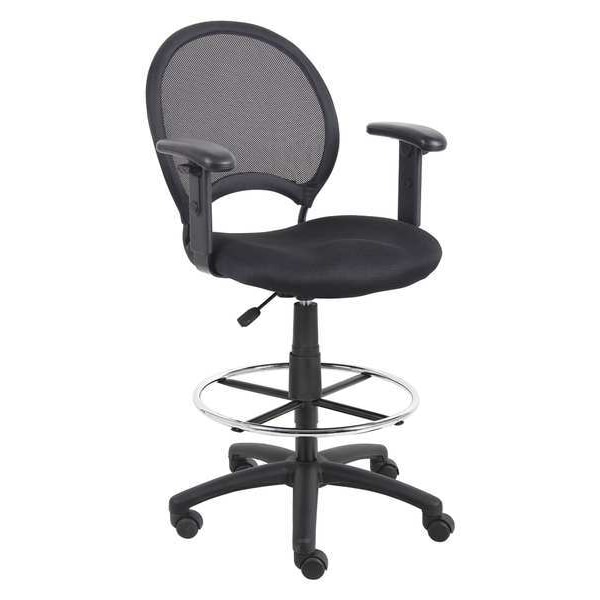 Zoro Select Mesh Drafting Chair, 25-1/2" to 29", Adjustable Arms, Black - 36FJ98