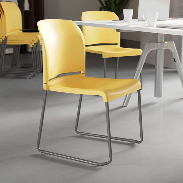 Flash Furniture Yellow Plastic Stack Chair - RUT-238A-YL-GG