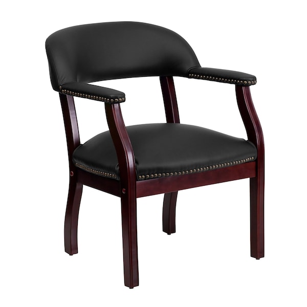Flash Furniture Traditional Luxurious Conference Chair, Black Back, 24 in W 27" L 31-1/2" H, Upholstered Straight - B-Z105-LF-0005-BK-LEA-GG