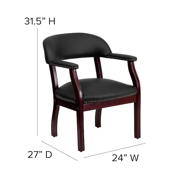 Flash Furniture Traditional Luxurious Conference Chair, Black Back, 24 in W 27" L 31-1/2" H, Upholstered Straight - B-Z105-LF-0005-BK-LEA-GG