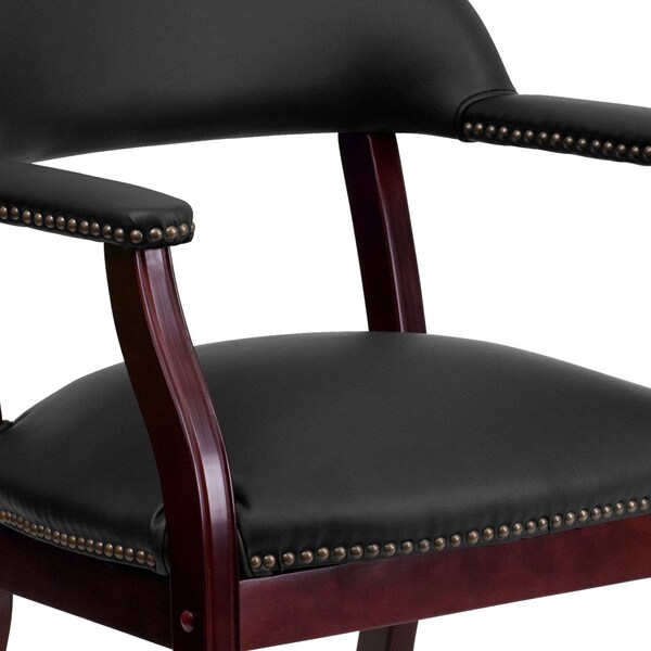 Flash Furniture Traditional Luxurious Conference Chair, Black Back, 24 in W 27" L 31-1/2" H, Upholstered Straight - B-Z105-LF-0005-BK-LEA-GG
