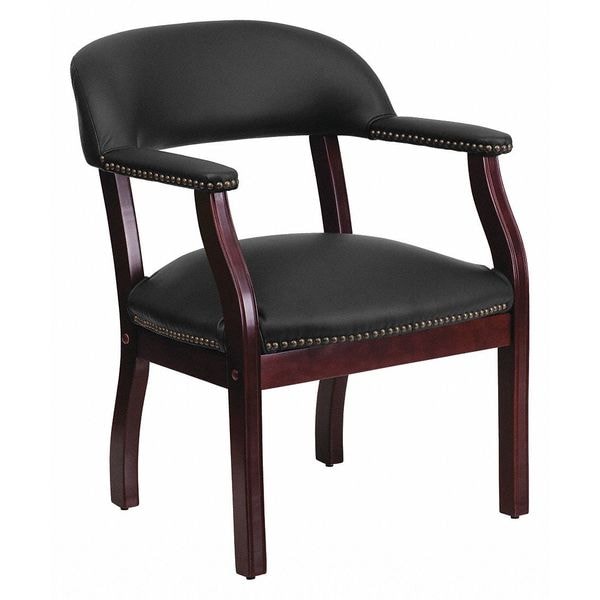 Flash Furniture Traditional Luxurious Conference Chair, Black Back, 24 in W 27" L 31-1/2" H, Upholstered Straight - B-Z105-LF-0005-BK-LEA-GG