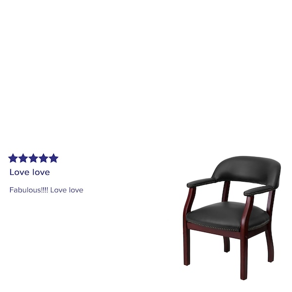 Flash Furniture Traditional Luxurious Conference Chair, Black Back, 24 in W 27" L 31-1/2" H, Upholstered Straight - B-Z105-LF-0005-BK-LEA-GG