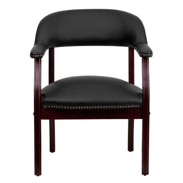 Flash Furniture Traditional Luxurious Conference Chair, Black Back, 24 in W 27" L 31-1/2" H, Upholstered Straight - B-Z105-LF-0005-BK-LEA-GG
