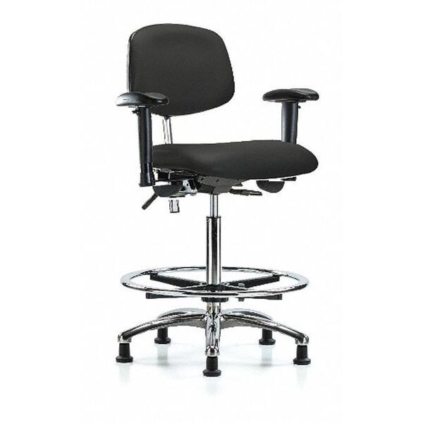 Zoro Select Clean Room Chair Ergonomic Chair, Adjustable Arms, 26-1/4" to 36" Height, Vinyl, Black - BR-NCR-VHBCH-CR-T1-A1-CF-RG-8540