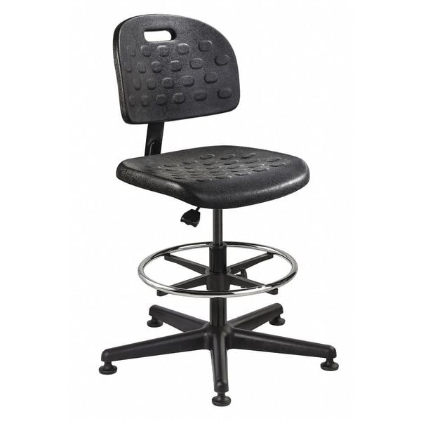 Bevco Polyurethane Task Chair, 18" to 25-3/4", No Arms, Black - V7307MG