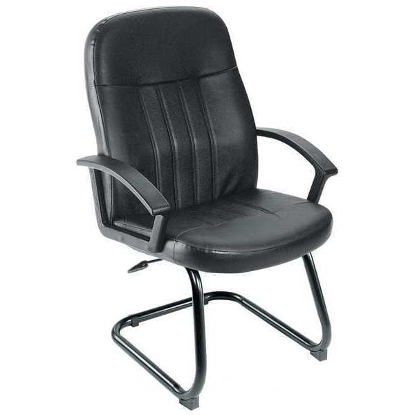 Zoro Select Guest Chair, Black Seat, Black Back, 25 1/2" W 26" L 41" H, Fixed, Leather Seat - 6GNN5