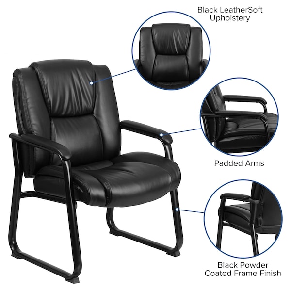 Flash Furniture Contemporary Reception Chair, Black Seat, Black Back, 29 in W 31" L 41-3/4" H, Padded, Leather Seat - GO-2138-GG