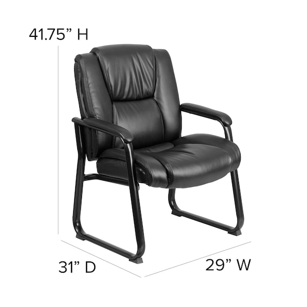 Flash Furniture Contemporary Reception Chair, Black Seat, Black Back, 29 in W 31" L 41-3/4" H, Padded, Leather Seat - GO-2138-GG