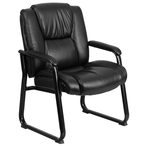 Flash Furniture Contemporary Reception Chair, Black Seat, Black Back, 29 in W 31" L 41-3/4" H, Padded, Leather Seat - GO-2138-GG