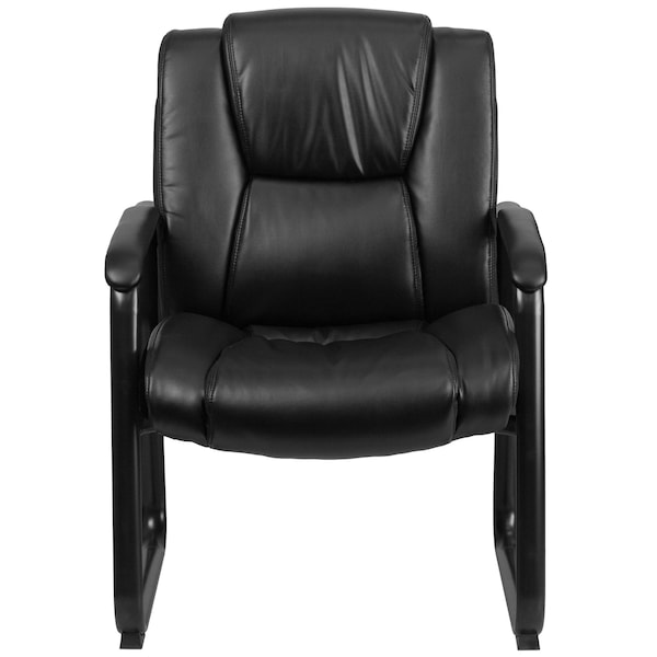 Flash Furniture Contemporary Reception Chair, Black Seat, Black Back, 29 in W 31" L 41-3/4" H, Padded, Leather Seat - GO-2138-GG