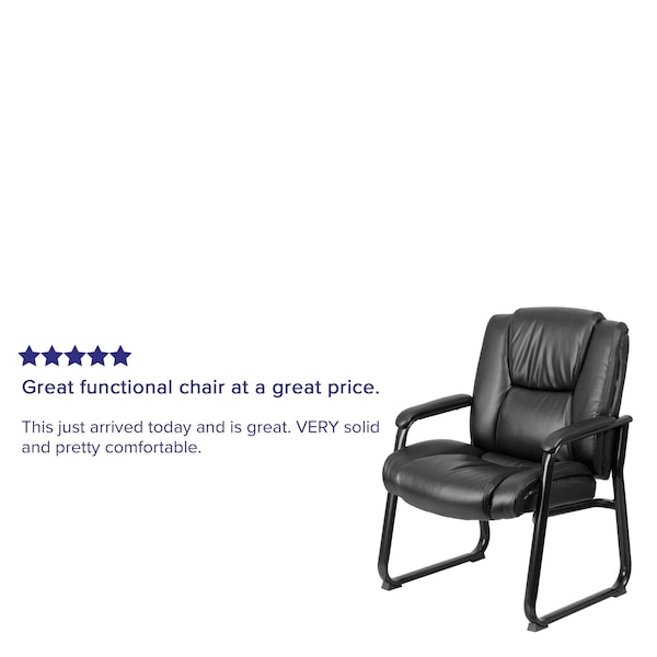Flash Furniture Contemporary Reception Chair, Black Seat, Black Back, 29 in W 31" L 41-3/4" H, Padded, Leather Seat - GO-2138-GG
