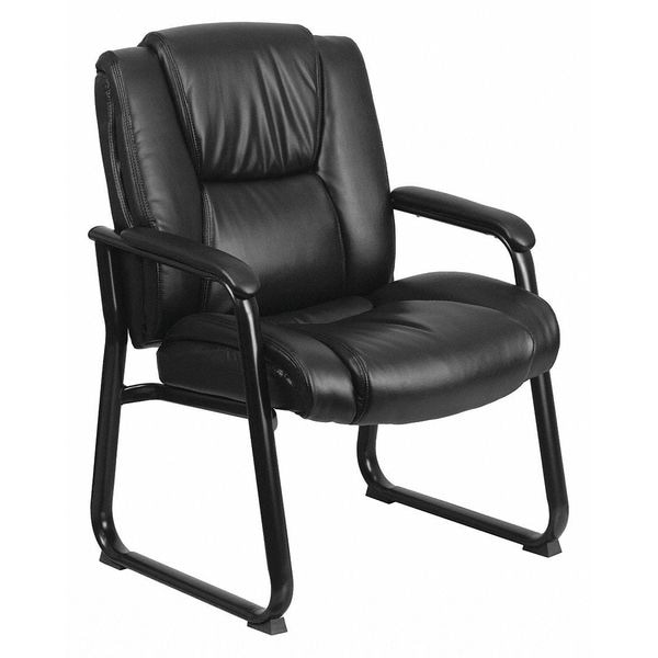 Flash Furniture Contemporary Reception Chair, Black Seat, Black Back, 29 in W 31" L 41-3/4" H, Padded, Leather Seat - GO-2138-GG