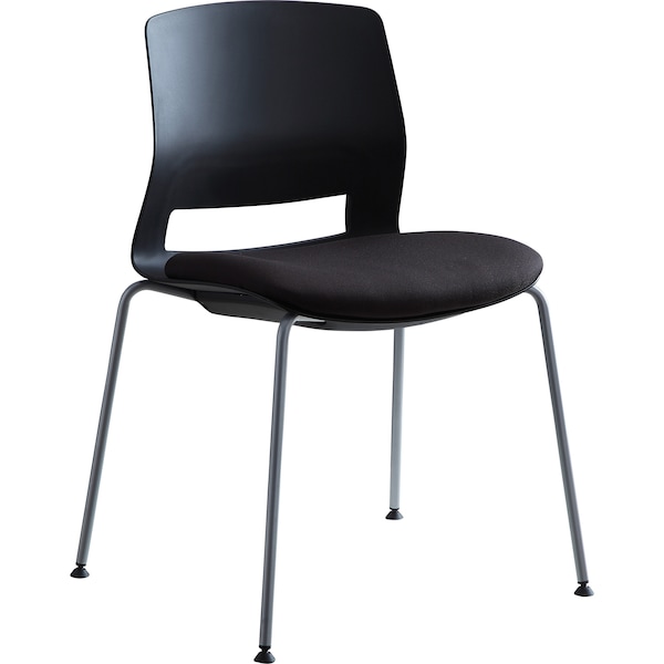 Lorell Arctic Series Stack Chairs Foam Black, Fabric Seat, PK2 - 42948