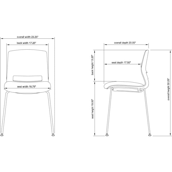 Lorell Arctic Series Stack Chairs Foam Black, Fabric Seat, PK2 - 42948