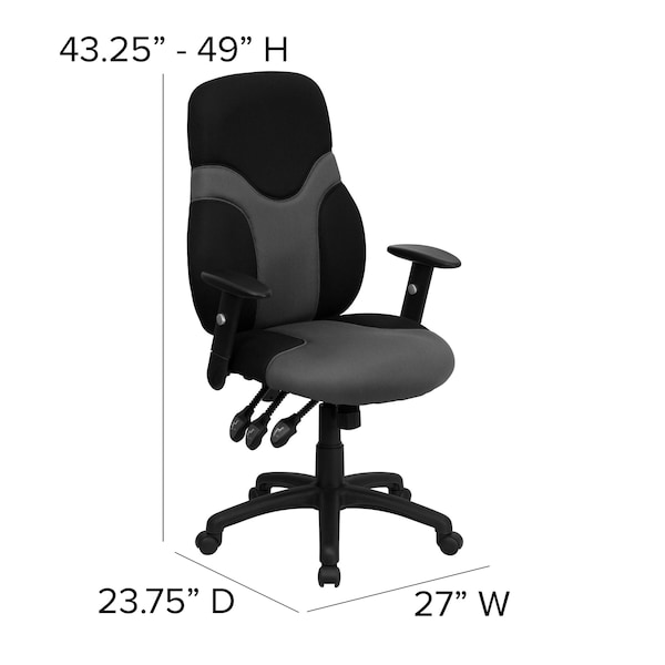 Flash Furniture Mesh Task Chair, 22 1/2-, Adjustable Padded - BT-6001-GYBK-GG
