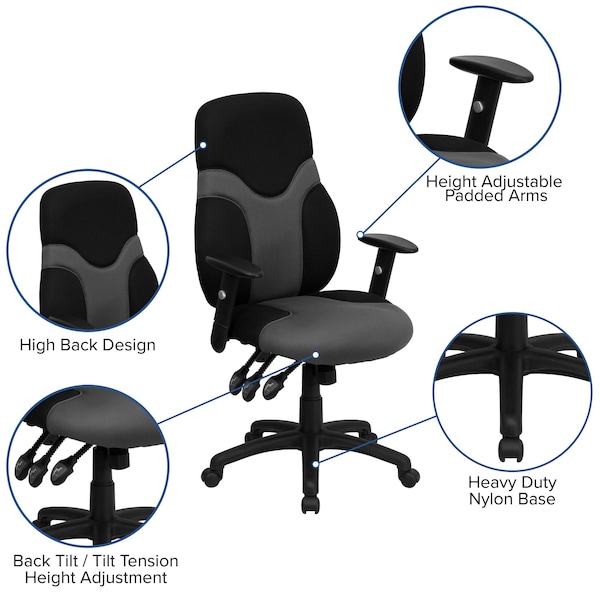 Flash Furniture Mesh Task Chair, 22 1/2-, Adjustable Padded - BT-6001-GYBK-GG
