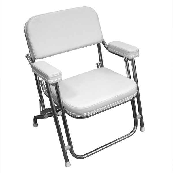 Kd Muebles De Comedor Boaters Value Promotional Folding Deck Chair, White - KD2688011