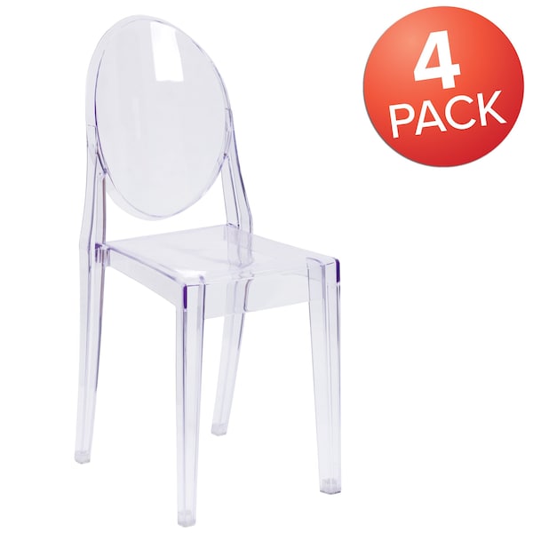Flash Furniture Phantom Series Transparent Stacking Side Chair, PK4 - 4-FH-121-APC-GG