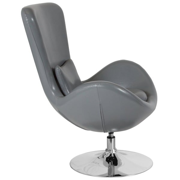 Flash Furniture Egg Side Reception Chair, Gray LeatherSoft Seat, Gray Back, 30 W 30" L 38 H, Integrated Curved - CH-162430-GY-LEA-GG