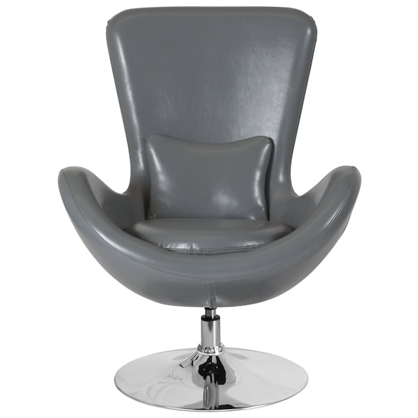 Flash Furniture Egg Side Reception Chair, Gray LeatherSoft Seat, Gray Back, 30 W 30" L 38 H, Integrated Curved - CH-162430-GY-LEA-GG