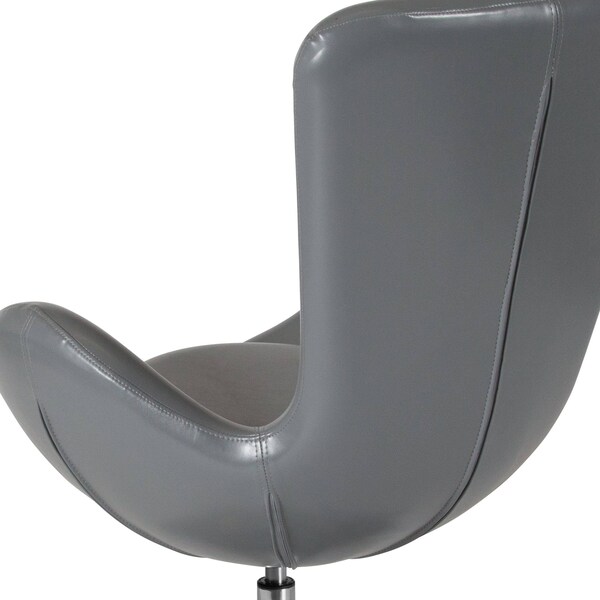 Flash Furniture Egg Side Reception Chair, Gray LeatherSoft Seat, Gray Back, 30 W 30" L 38 H, Integrated Curved - CH-162430-GY-LEA-GG