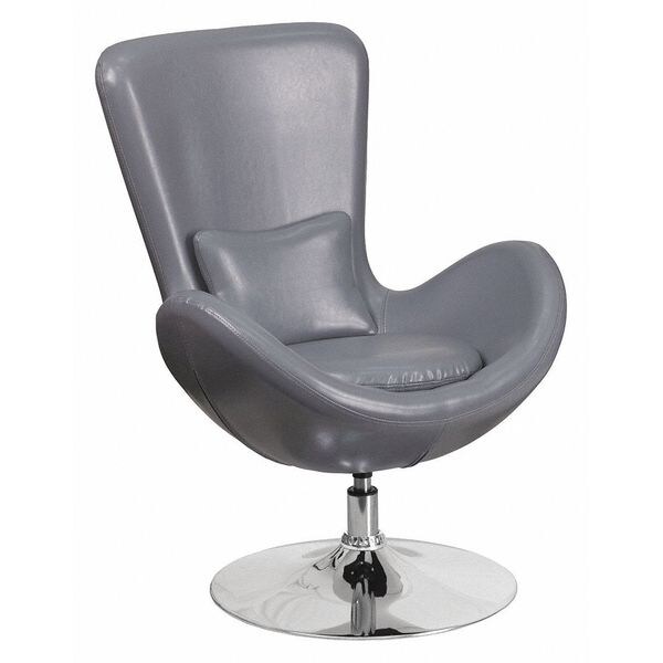 Flash Furniture Egg Side Reception Chair, Gray LeatherSoft Seat, Gray Back, 30 W 30" L 38 H, Integrated Curved - CH-162430-GY-LEA-GG