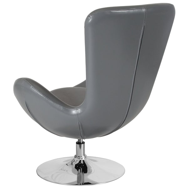 Flash Furniture Egg Side Reception Chair, Gray LeatherSoft Seat, Gray Back, 30 W 30" L 38 H, Integrated Curved - CH-162430-GY-LEA-GG