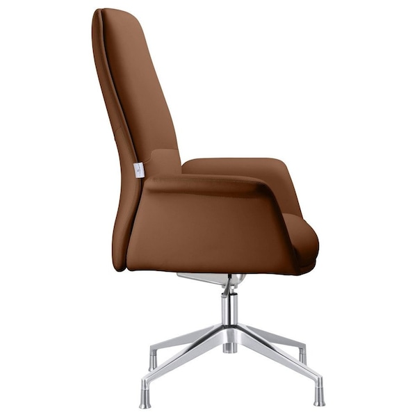 Leisuremod Summit Office Chair in Faux Leather and Aluminum Frame, Adjustable Height and Swivel, Dark Brown - SGO21DBRL